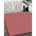 Patterned Light Coral Pink Rug in Family Room, pat637rd