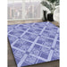 Patterned Blue Rug in Family Room, pat638blu