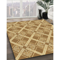 Patterned Dark Bisque Brown Rug, pat638brn