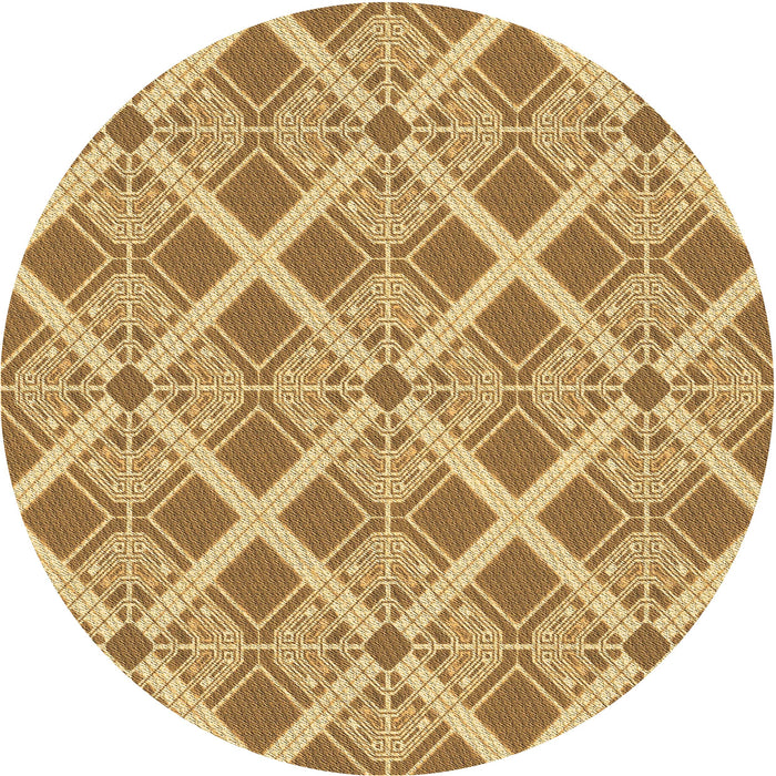 Square Patterned Dark Bisque Brown Rug, pat638brn