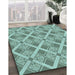 Machine Washable Transitional Tiffany Blue Rug in a Family Room, wshpat638lblu