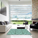 Square Patterned Tiffany Blue Rug in a Living Room, pat638lblu