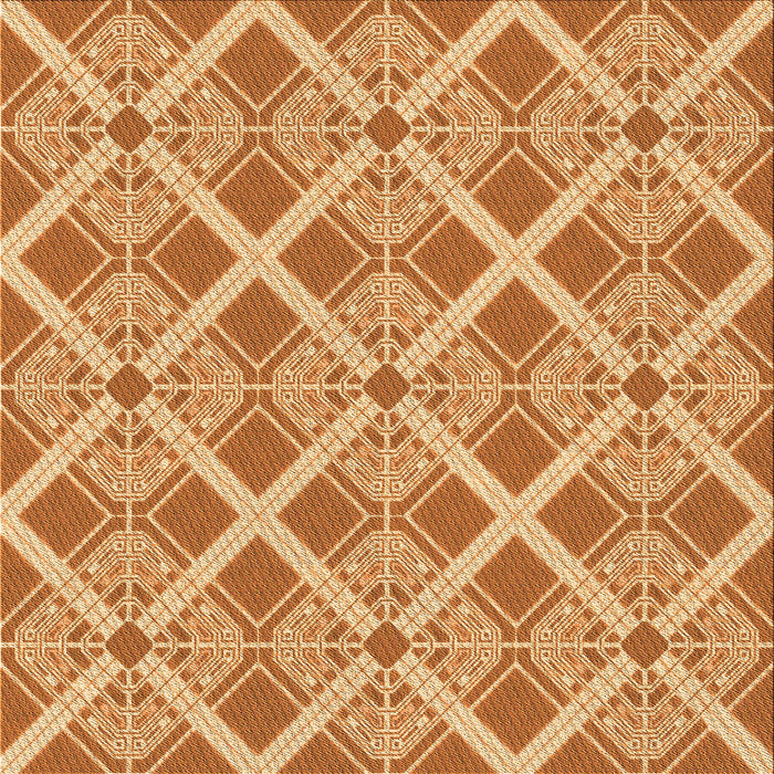 Round Patterned Yellow Orange Rug, pat638org