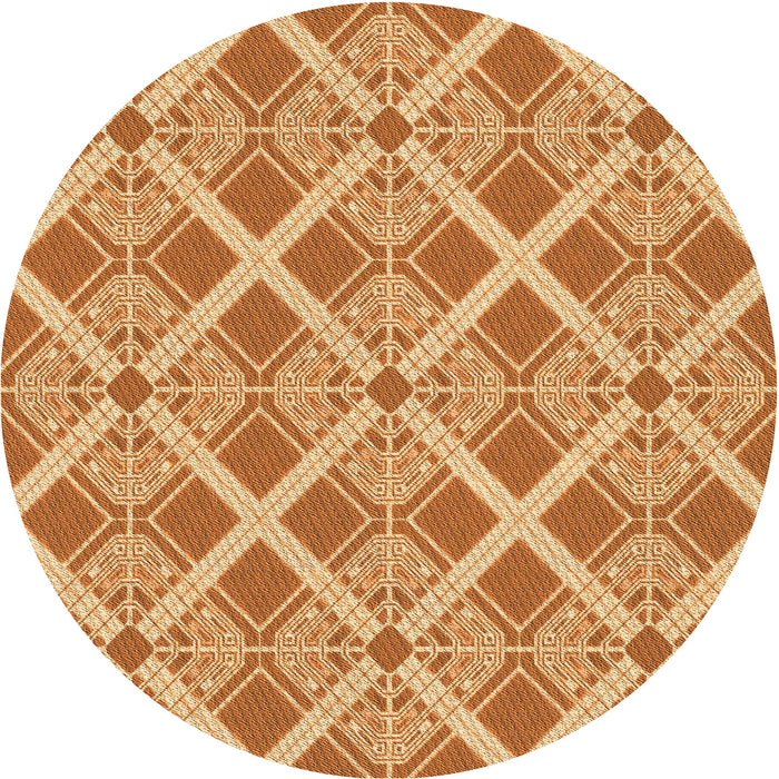 Square Patterned Yellow Orange Rug, pat638org