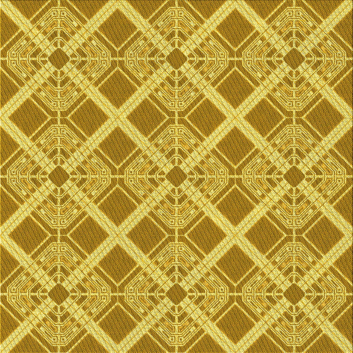 Round Patterned Bright Gold Yellow Rug, pat638yw