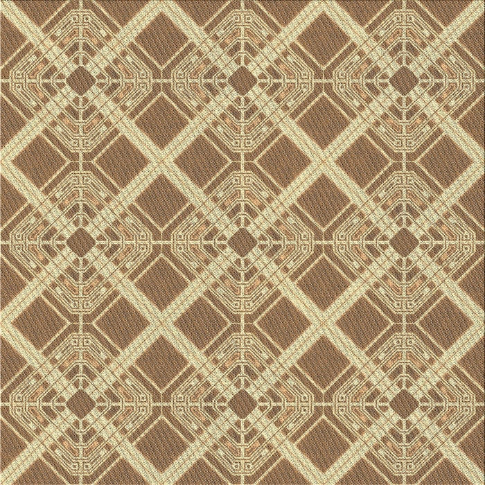 Square Patterned Brown Gold Novelty Rug, pat638
