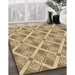 Patterned Brown Gold Novelty Rug in Family Room, pat638