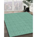 Machine Washable Transitional Medium Turquoise Green Rug in a Family Room, wshpat639lblu