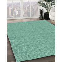 Patterned Medium Turquoise Green Rug, pat639lblu