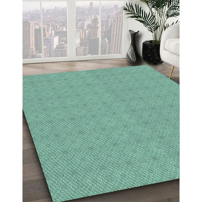Patterned Medium Turquoise Green Rug in Family Room, pat639lblu