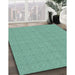 Patterned Medium Turquoise Green Rug in Family Room, pat639lblu