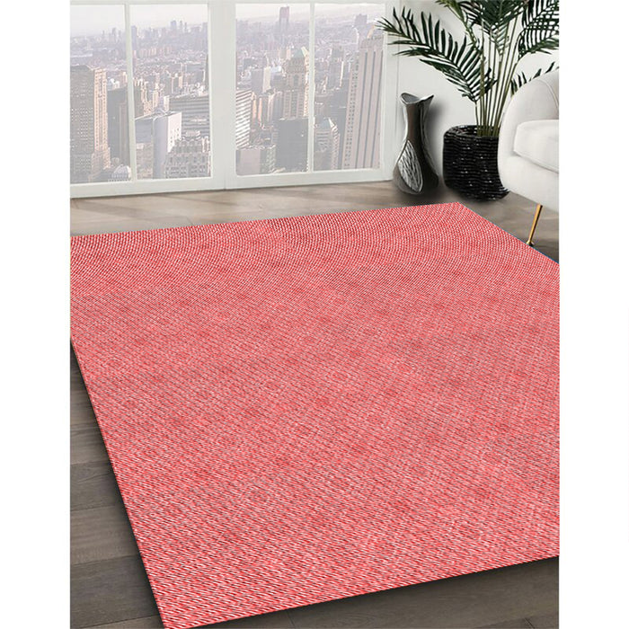 Patterned Fire Red Rug in Family Room, pat639rd