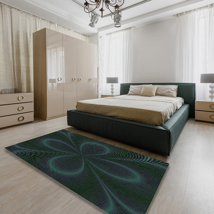 Patterned Midnight Gray Rug in Family Room, pat64grn