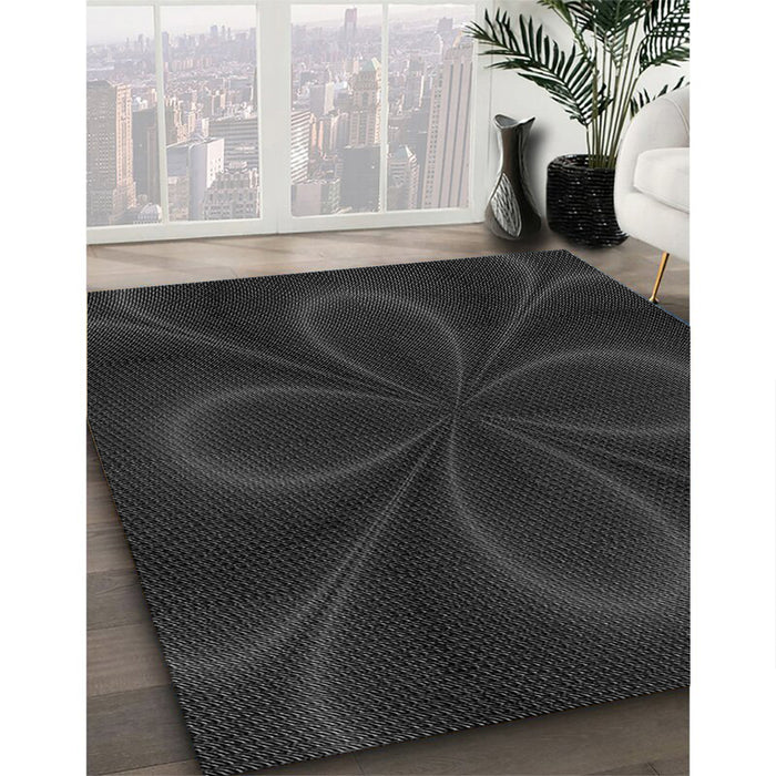 Patterned Midnight Gray Rug in Family Room, pat64gry