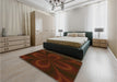 Patterned Saddle Brown Rug in a Bedroom, pat64yw