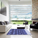 Square Patterned Sky Blue Rug in a Living Room, pat640blu