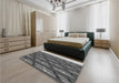 Patterned Dark Gray Rug in a Bedroom, pat640gry