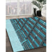 Machine Washable Transitional Charcoal Blue Rug in a Family Room, wshpat640lblu