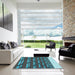 Machine Washable Transitional Charcoal Blue Rug in a Kitchen, wshpat640lblu