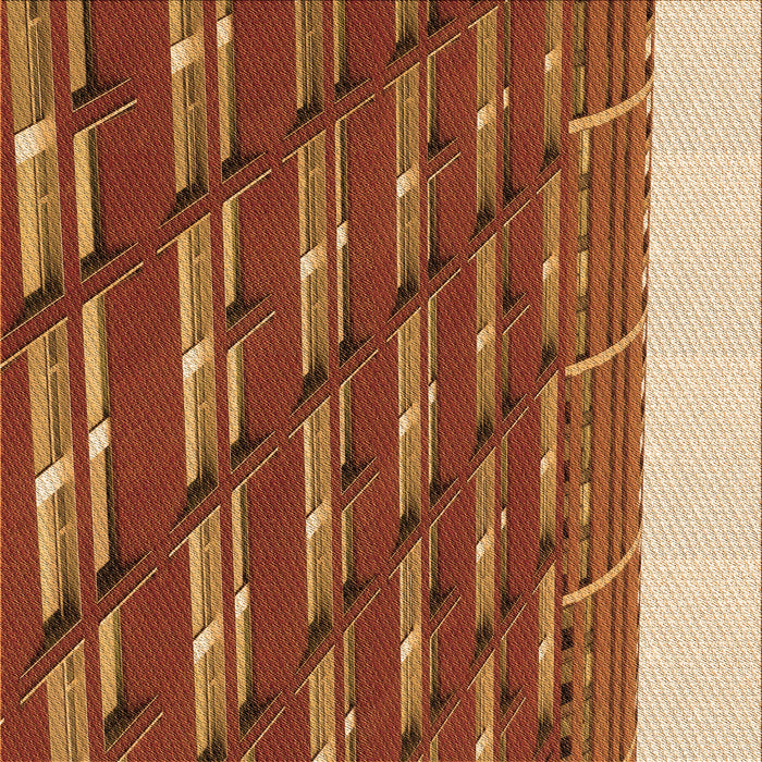 Round Patterned Orange Rug, pat640org