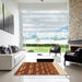 Square Patterned Orange Rug in a Living Room, pat640org