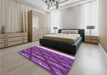 Patterned Dark Magenta Purple Rug in a Bedroom, pat640pur