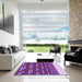 Square Patterned Dark Magenta Purple Rug in a Living Room, pat640pur