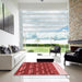 Square Patterned Red Rug in a Living Room, pat640rd