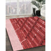 Patterned Red Rug in Family Room, pat640rd