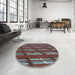 Round Patterned Dark Gray Novelty Rug in a Office, pat640