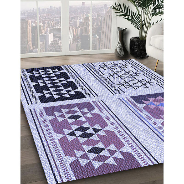 Patterned Deep Periwinkle Purple Rug in Family Room, pat641blu
