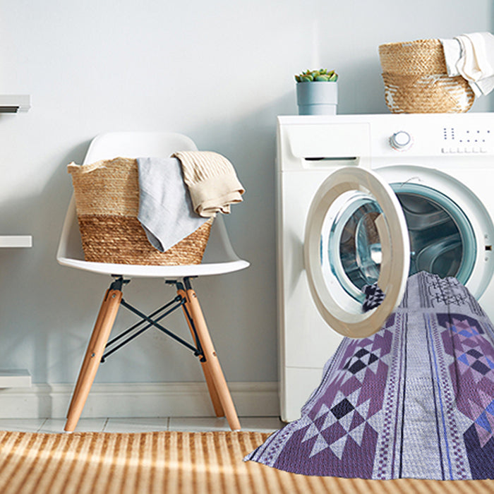 Machine Washable Transitional Deep Periwinkle Purple Rug in a Washing Machine, wshpat641blu