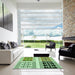 Square Patterned Light Green Rug in a Living Room, pat641grn
