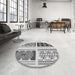 Round Patterned Gray Rug in a Office, pat641gry