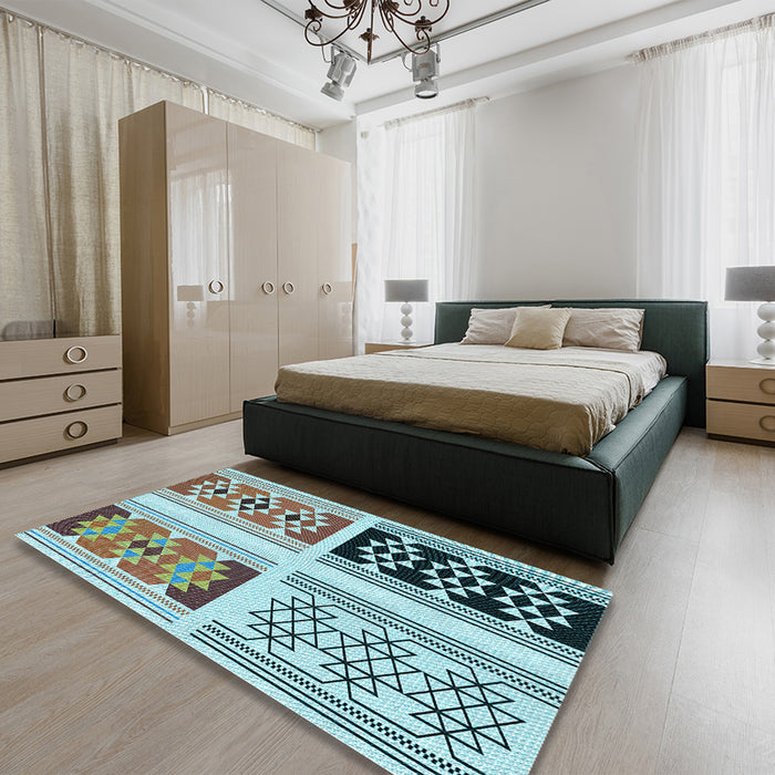 Patterned Blue Rug in a Bedroom, pat641lblu