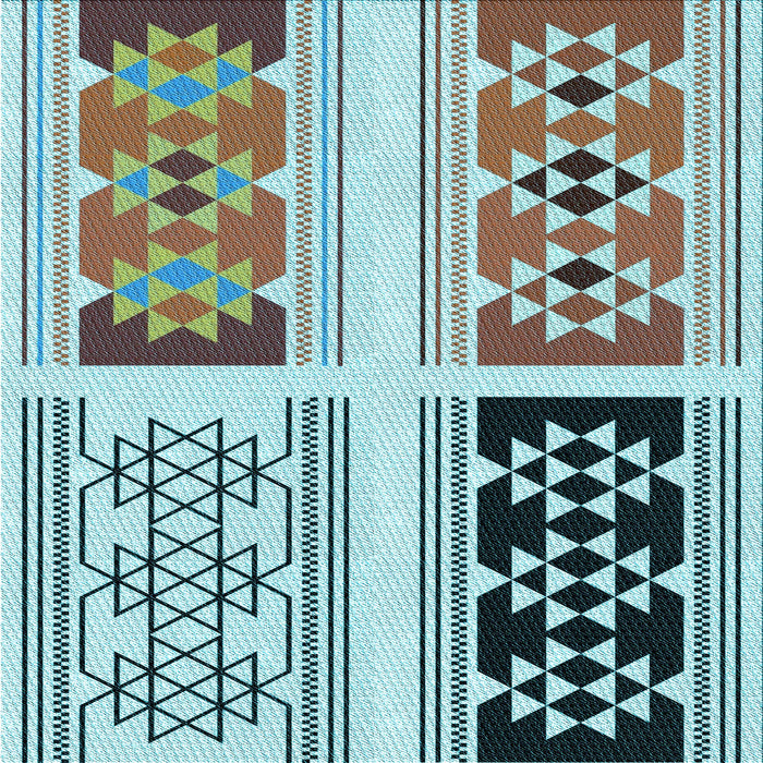 Round Patterned Blue Rug, pat641lblu