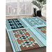 Patterned Blue Rug in Family Room, pat641lblu