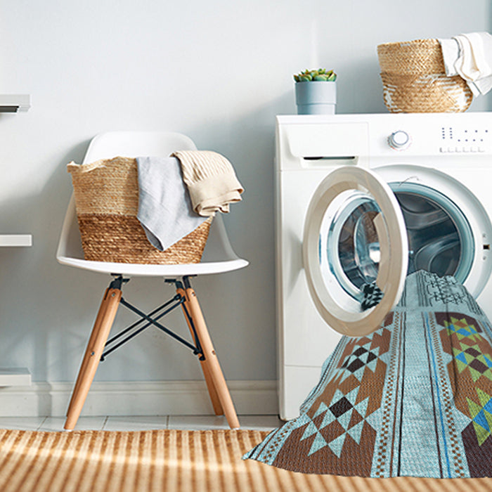 Machine Washable Transitional Blue Rug in a Washing Machine, wshpat641lblu