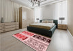 Patterned Deep Rose Pink Rug in a Bedroom, pat641rd