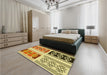 Patterned Mahogany Brown Rug in a Bedroom, pat641yw