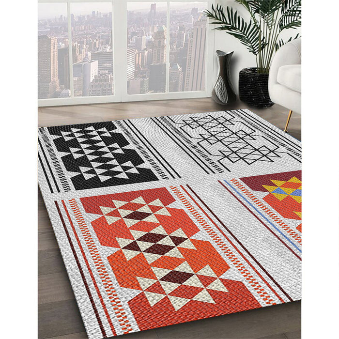 Patterned Reddish Brown Novelty Rug in Family Room, pat641