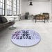 Round Patterned Lavender Blue Rug in a Office, pat642blu