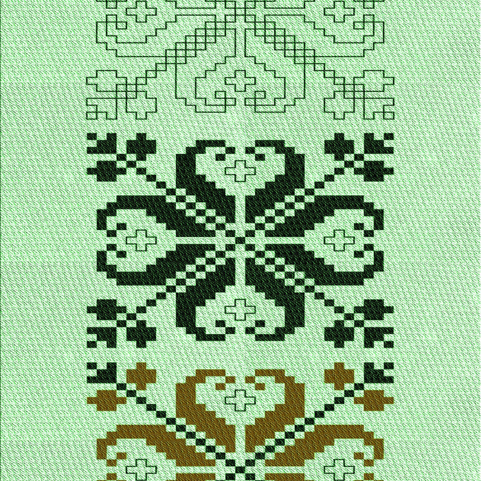 Machine Washable Transitional Green Rug, wshpat642grn