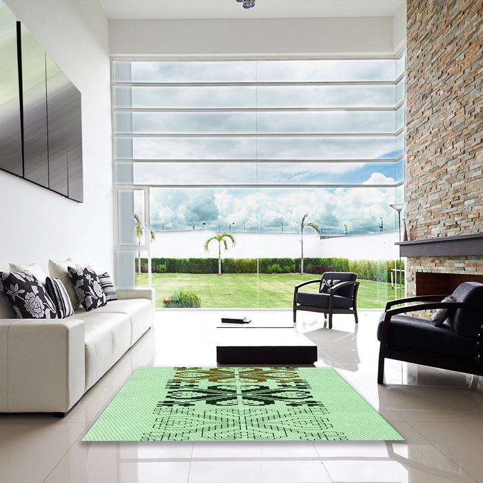 Square Patterned Green Rug in a Living Room, pat642grn