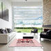 Square Patterned Red Rug in a Living Room, pat642rd