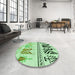 Round Patterned Mint Green Rug in a Office, pat643grn