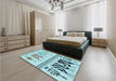 Patterned Deep-Sea Green Rug in a Bedroom, pat643lblu