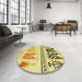 Round Patterned Dark Golden Brown Rug in a Office, pat643yw