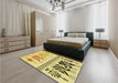 Patterned Dark Golden Brown Rug in a Bedroom, pat643yw