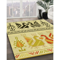 Patterned Dark Golden Brown Rug, pat643yw